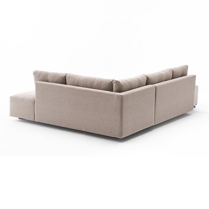 Γωνιακός καναπές - κρεβάτι Manama Megapap δεξιά γωνία υφασμάτινος χρώμα κρεμ 280x206x85εκ. - Hippiehome.gr