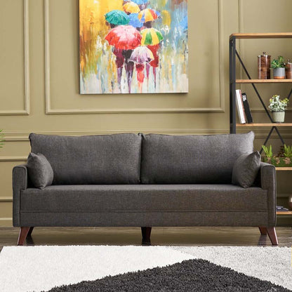 Καναπές Bella Megapap τριθέσιος υφασμάτινος χρώμα ανθρακί 208x81x85εκ. - Hippiehome.gr