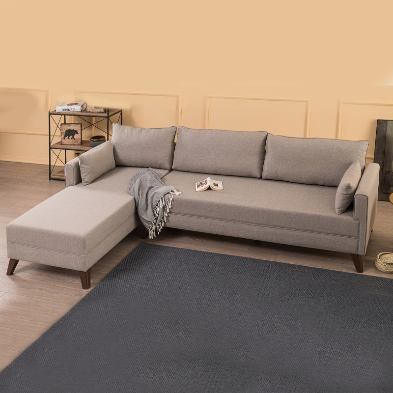 Γωνιακός καναπές Bella Megapap αριστερή γωνία υφασμάτινος χρώμα κρεμ 275x165x85εκ. - Hippiehome.gr