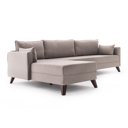 Γωνιακός καναπές Bella Megapap αριστερή γωνία υφασμάτινος χρώμα κρεμ 275x165x85εκ. - Hippiehome.gr