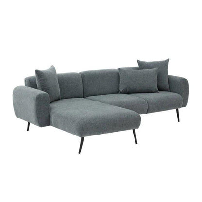 Corner sofa Neptun Megapap reversible fabric color gray 252x158x77cm.