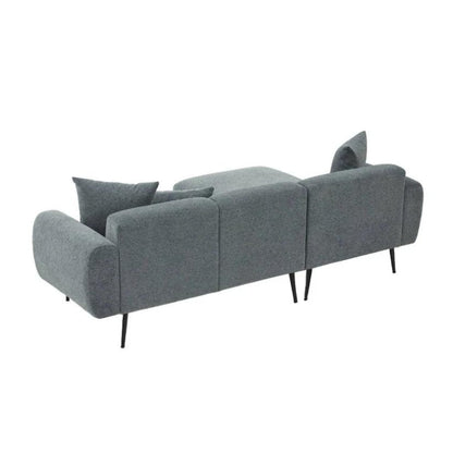 Corner sofa Neptun Megapap reversible fabric color gray 252x158x77cm.