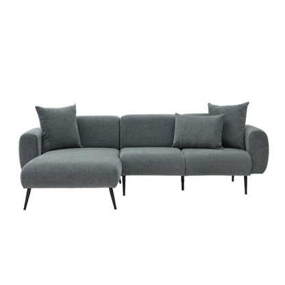 Corner sofa Neptun Megapap reversible fabric color gray 252x158x77cm.