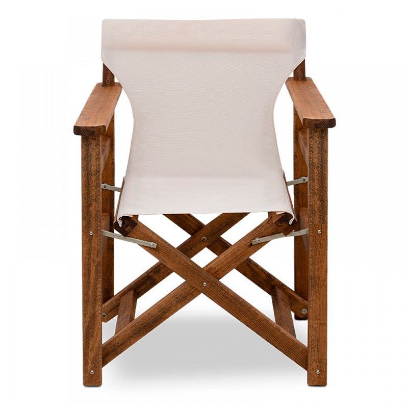 Σετ τραπεζαρία κήπου Queen Megapap ξύλινη τραπέζι 80x60εκ. - πολυθρόνα σκηνοθέτη καρυδί - εκρού πανί S_GP045-0004,1+GP045-0001,1x4 - Hippiehome.gr