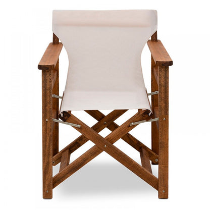 Σετ τραπεζαρία κήπου Queen Megapap ξύλινη τραπέζι 80x60εκ. - πολυθρόνα σκηνοθέτη καρυδί - εκρού πανί S_GP045-0004,1+GP045-0001,1x4 - Hippiehome.gr