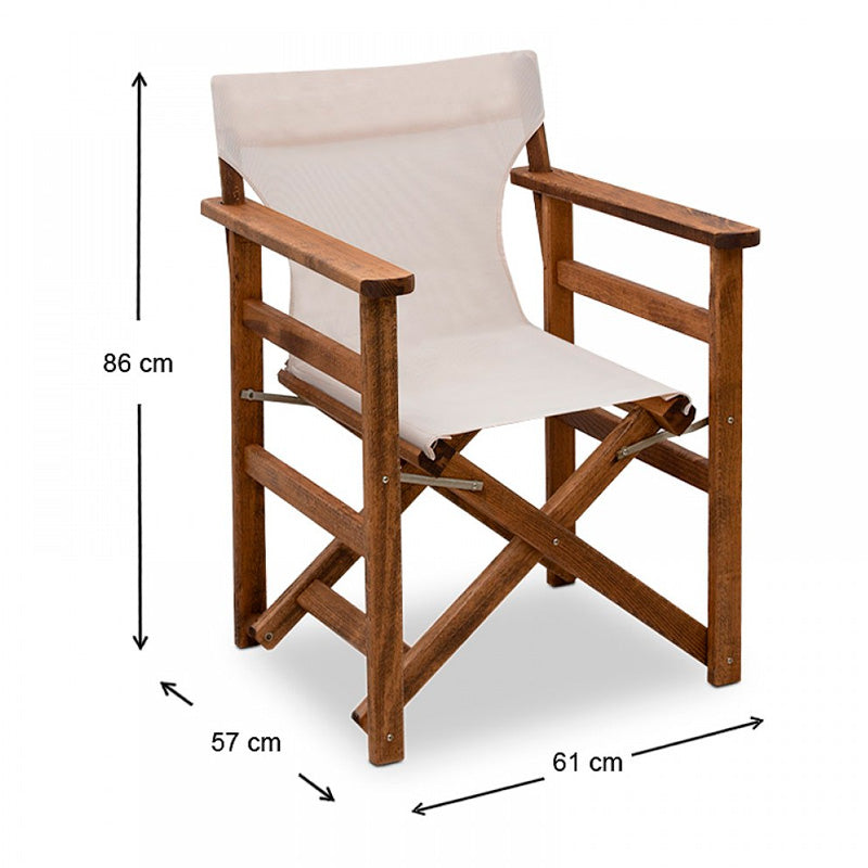 Σετ τραπεζαρία κήπου Queen Megapap ξύλινη τραπέζι 80x60εκ. - πολυθρόνα σκηνοθέτη καρυδί - εκρού πανί S_GP045-0004,1+GP045-0001,1x4 - Hippiehome.gr