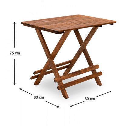 Σετ τραπεζαρία κήπου Queen Megapap ξύλινη τραπέζι 80x60εκ. - πολυθρόνα σκηνοθέτη καρυδί - εκρού πανί S_GP045-0004,1+GP045-0001,1x4 - Hippiehome.gr