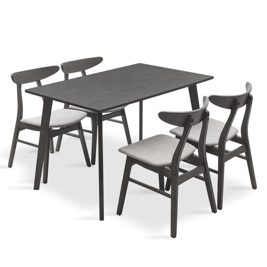 Tραπεζαρία Benson - Orlean pakoworld σετ 5τμχ rustic grey-ύφασμα γκρι 120x75x75εκ - Hippiehome.gr