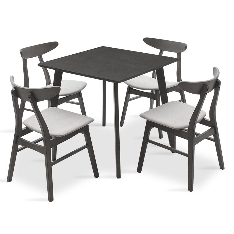 Tραπεζαρία Benson - Orlean pakoworld σετ 5τμχ rustic grey - ύφασμα γκρι 80x80x75εκ - Hippiehome.gr