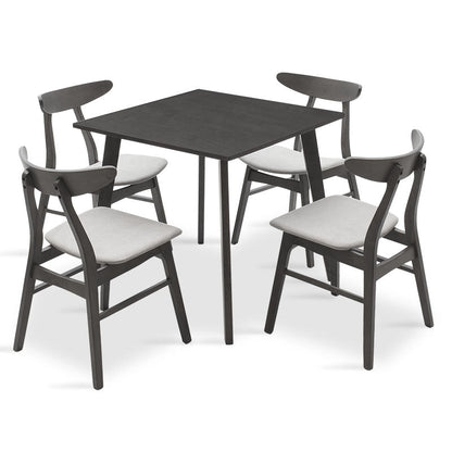 Tραπεζαρία Benson - Orlean pakoworld σετ 5τμχ rustic grey - ύφασμα γκρι 80x80x75εκ - Hippiehome.gr