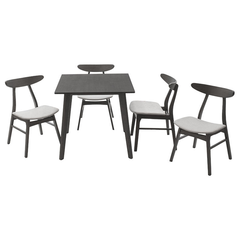 Tραπεζαρία Benson - Orlean pakoworld σετ 5τμχ rustic grey - ύφασμα γκρι 80x80x75εκ - Hippiehome.gr