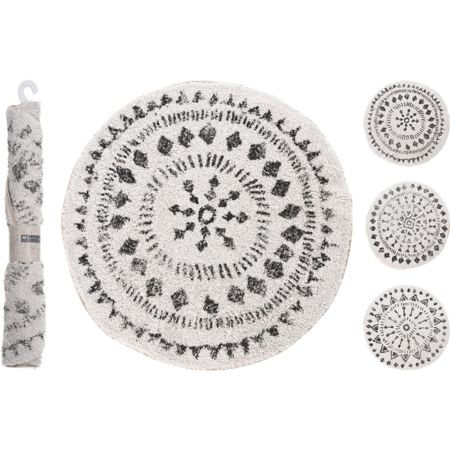 Πατάκι Μπάνιου ArteLibre Με Σχέδιο Φυσικό/Μαύρο Φ70cm - Hippiehome.gr