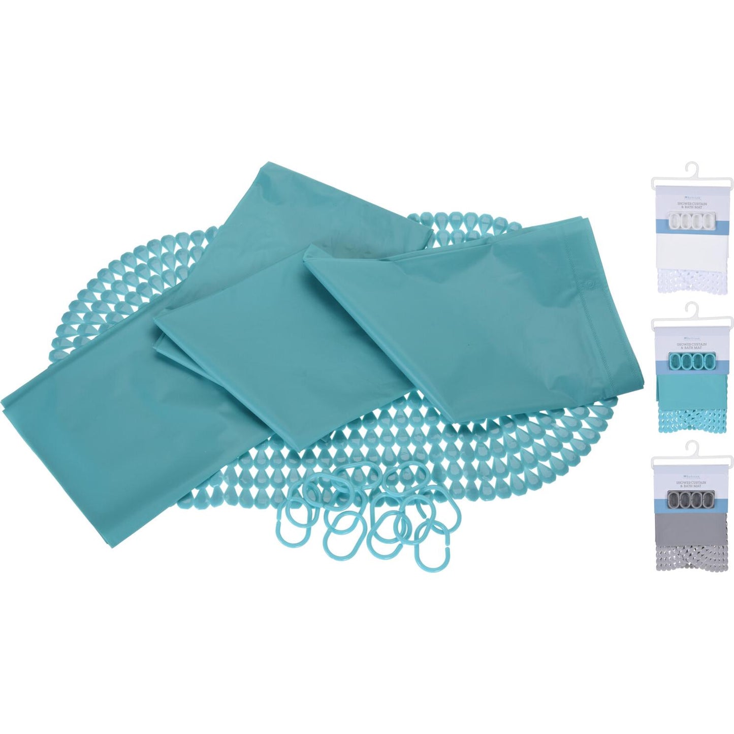 Σετ Κουρτίνα Μπάνιου Με 12 Κρίκους Και Πατάκι 2Τμχ Σε 3 Χρώματα - Hippiehome.gr