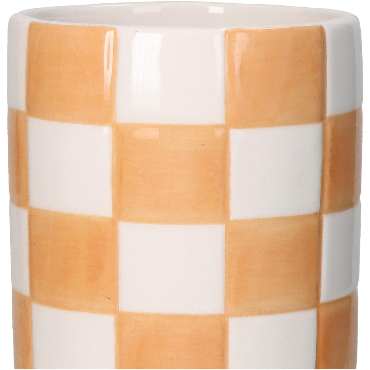 Βάζο ArteLibre Σκακιέρα Πορτοκαλί Δολομίτης 10.2x10.2x20.3cm - Hippiehome.gr