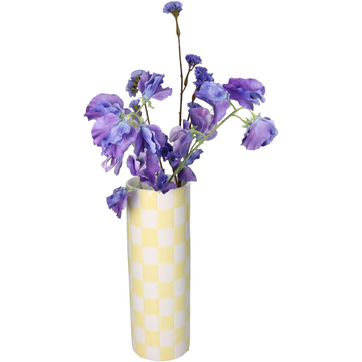 Βάζο ArteLibre Σκακιέρα Κίτρινο Δολομίτης 10.7x10.7x30.7cm - Hippiehome.gr