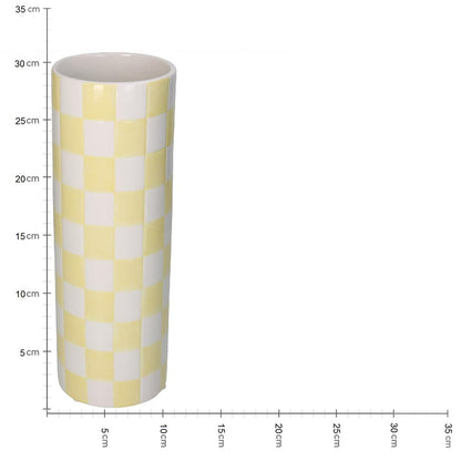 Βάζο ArteLibre Σκακιέρα Κίτρινο Δολομίτης 10.7x10.7x30.7cm - Hippiehome.gr