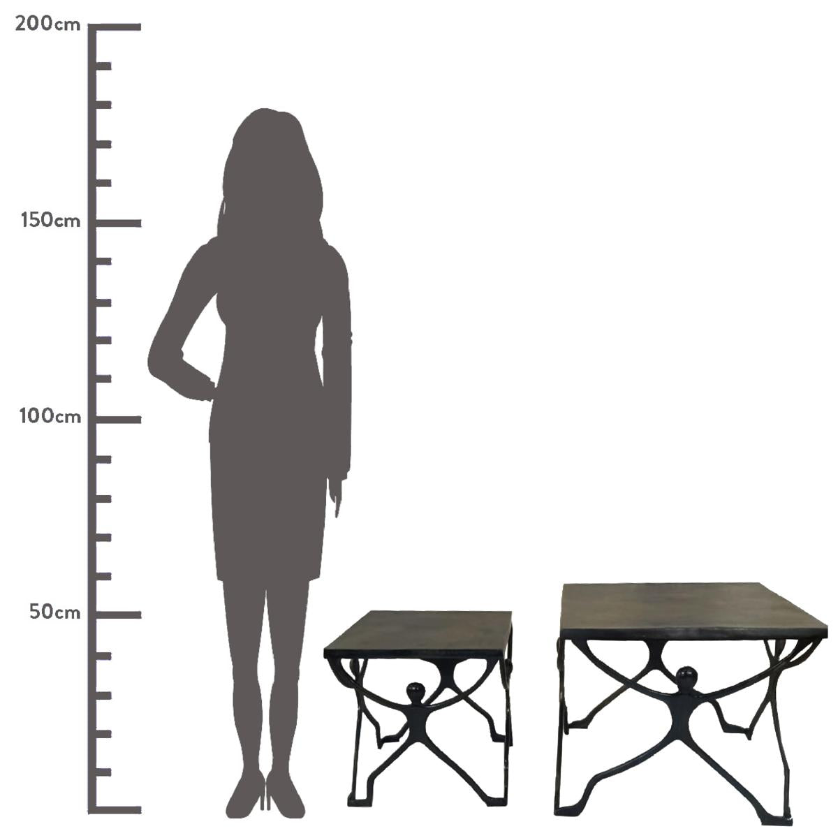 Τραπεζάκι ArteLibre Άνθρωποι Μαύρο Αλουμίνιο 58x58x49cm Σετ 2Τμχ - Hippiehome.gr