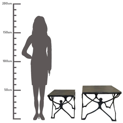 Τραπεζάκι ArteLibre Άνθρωποι Μαύρο Αλουμίνιο 58x58x49cm Σετ 2Τμχ - Hippiehome.gr