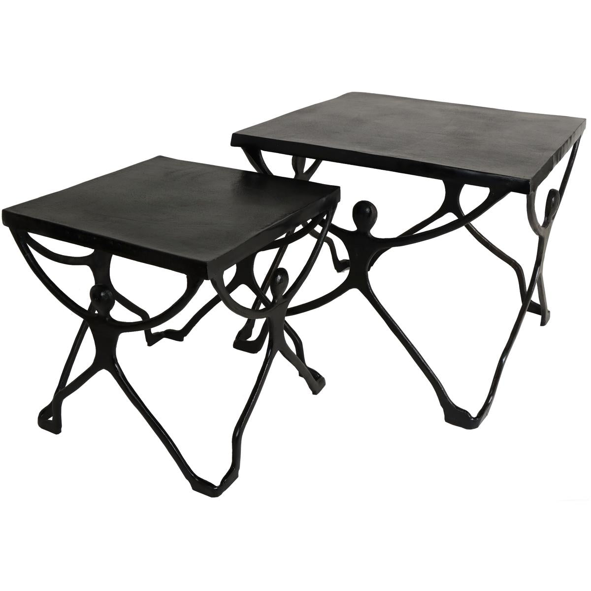 Τραπεζάκι ArteLibre Άνθρωποι Μαύρο Αλουμίνιο 58x58x49cm Σετ 2Τμχ - Hippiehome.gr