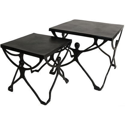 Τραπεζάκι ArteLibre Άνθρωποι Μαύρο Αλουμίνιο 58x58x49cm Σετ 2Τμχ - Hippiehome.gr
