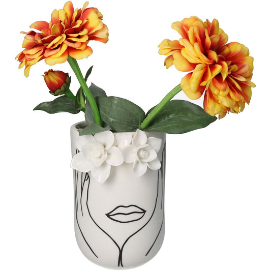 Βάζο ArteLibre Πρόσωπο Ιβουάρ Πορσελάνη 12.2x10.4x16cm - Hippiehome.gr