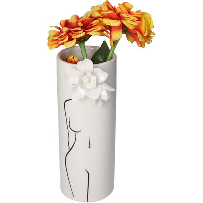 Βάζο ArteLibre Ανθρώπινο Σώμα Ιβουάρ Πορσελάνη 12.2x11x23.5cm - Hippiehome.gr