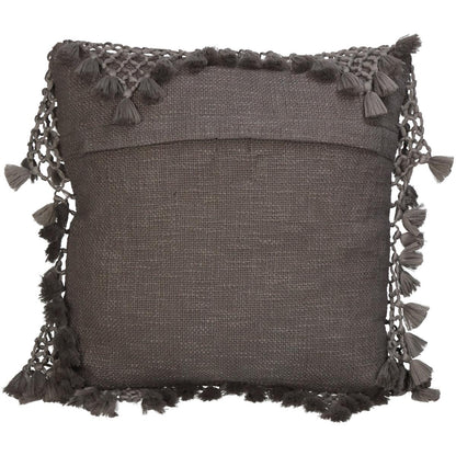 Μαξιλάρι ArteLibre Με Φούντες Γκρι Βαμβακερό 45x45cm - Hippiehome.gr