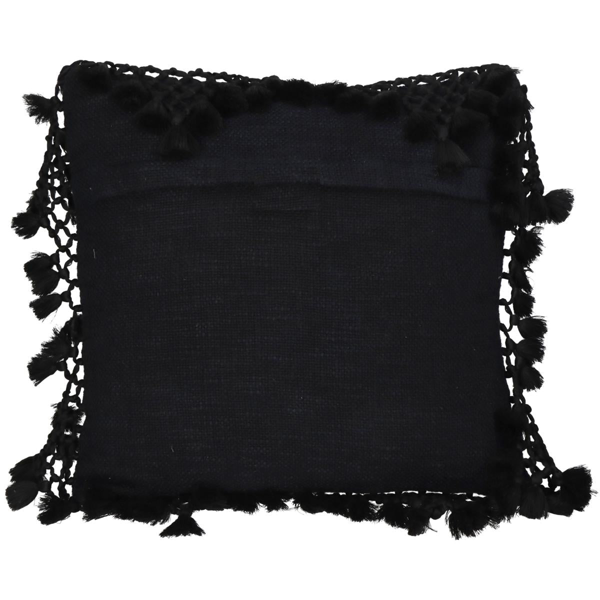 Μαξιλάρι ArteLibre Με Φούντες Μαύρο Βαμβακερό 45x45cm - Hippiehome.gr