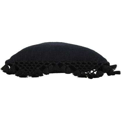 Μαξιλάρι ArteLibre Με Φούντες Μαύρο Βαμβακερό 45x45cm - Hippiehome.gr