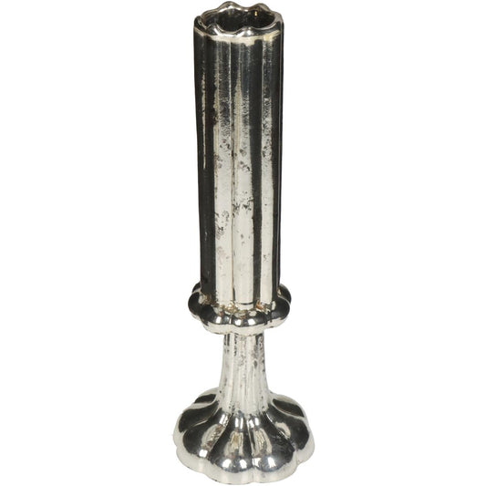 Βάζο ArteLibre Φλάουτο Χειροποίητο Ασημί Γυαλί 9x9x26.5cm - Hippiehome.gr