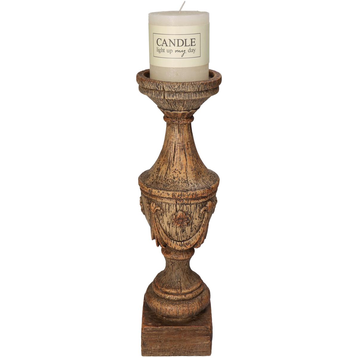 Κηροπήγιο ArteLibre Καφέ Polyresin 10x10x36.8cm - Hippiehome.gr