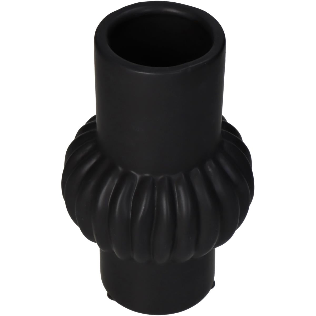 Βάζο ArteLibre Γραμμές Μαύρο Κεραμικό 11.5x11.5x19cm - Hippiehome.gr