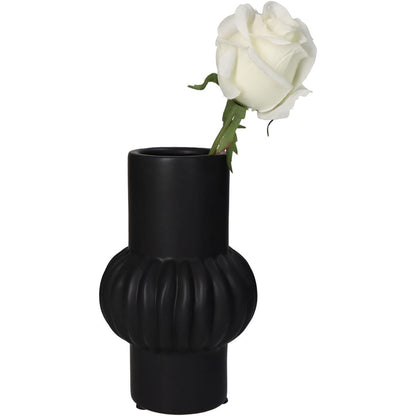 Βάζο ArteLibre Γραμμές Μαύρο Κεραμικό 11.5x11.5x19cm - Hippiehome.gr