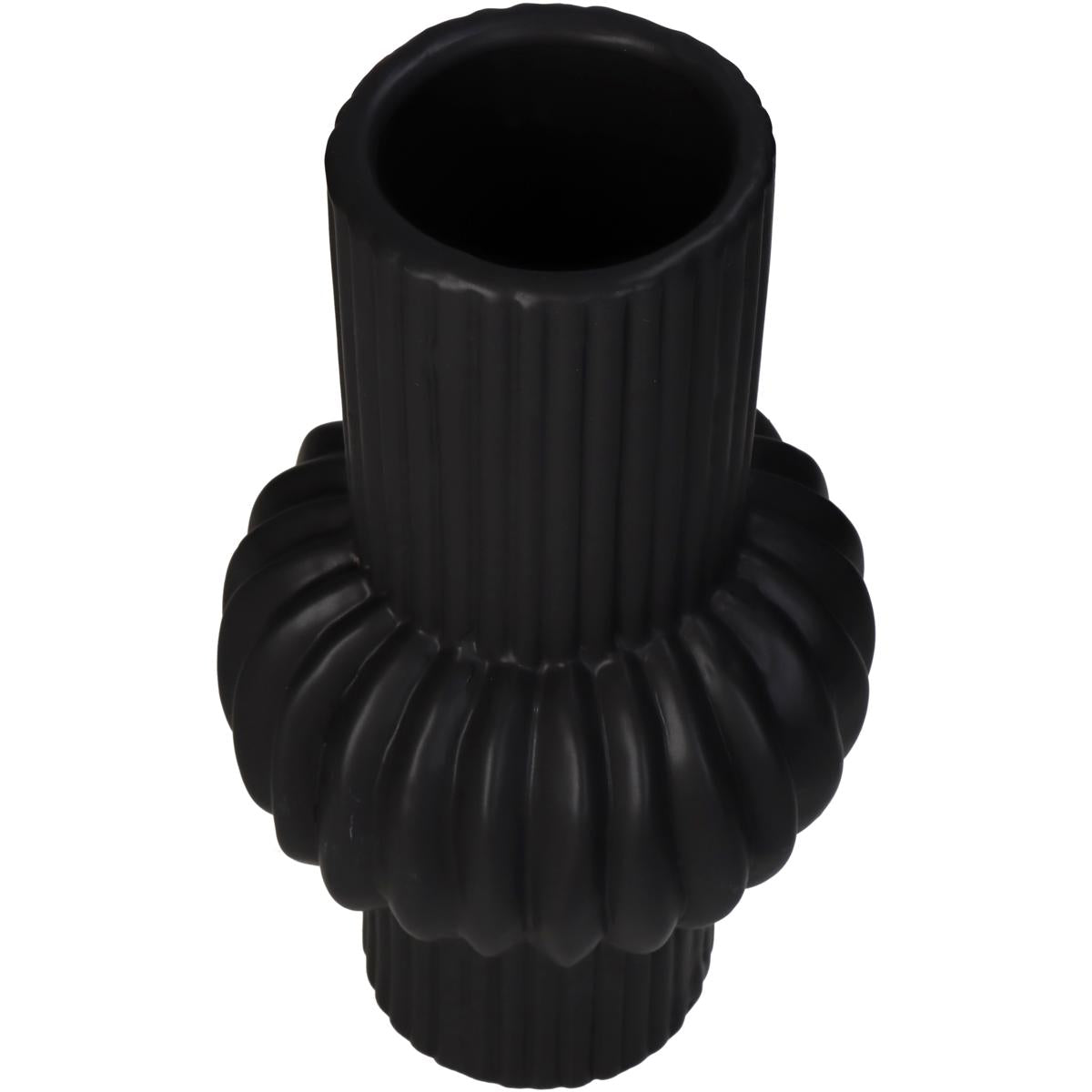 Βάζο ArteLibre Γραμμές Μαύρο Κεραμικό 16x16x29.5cm - Hippiehome.gr