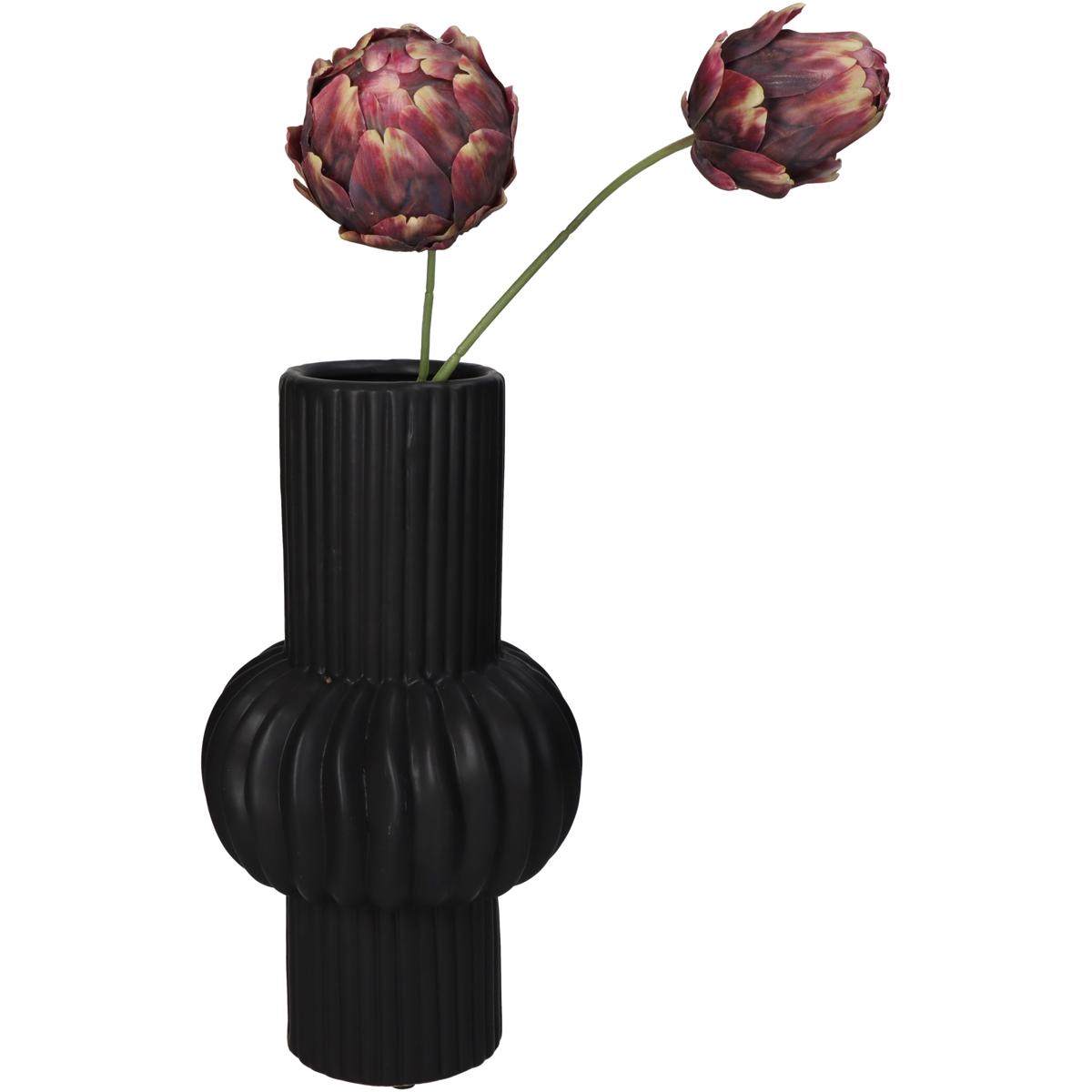 Βάζο ArteLibre Γραμμές Μαύρο Κεραμικό 16x16x29.5cm - Hippiehome.gr