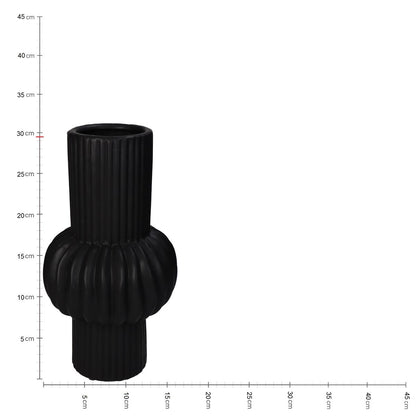 Βάζο ArteLibre Γραμμές Μαύρο Κεραμικό 16x16x29.5cm - Hippiehome.gr