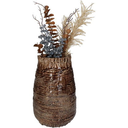 Βάζο ArteLibre Κορμός Ξύλου Καφέ Κεραμικό 19x19x29.5cm - Hippiehome.gr