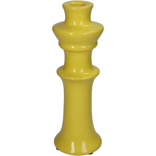 Κηροπήγιο ArteLibre Κίτρινο Κεραμικό 8x8x24cm - Hippiehome.gr
