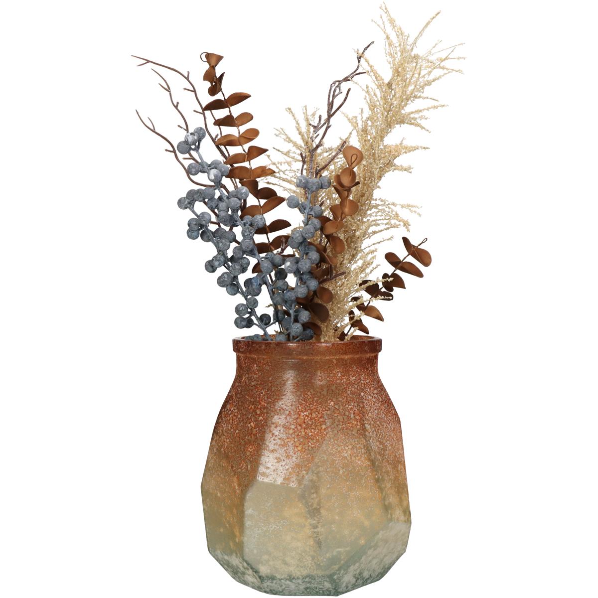 Βάζο ArteLibre Ώχρα Ανακυκλωμένο Γυαλί 17x17x19cm - Hippiehome.gr