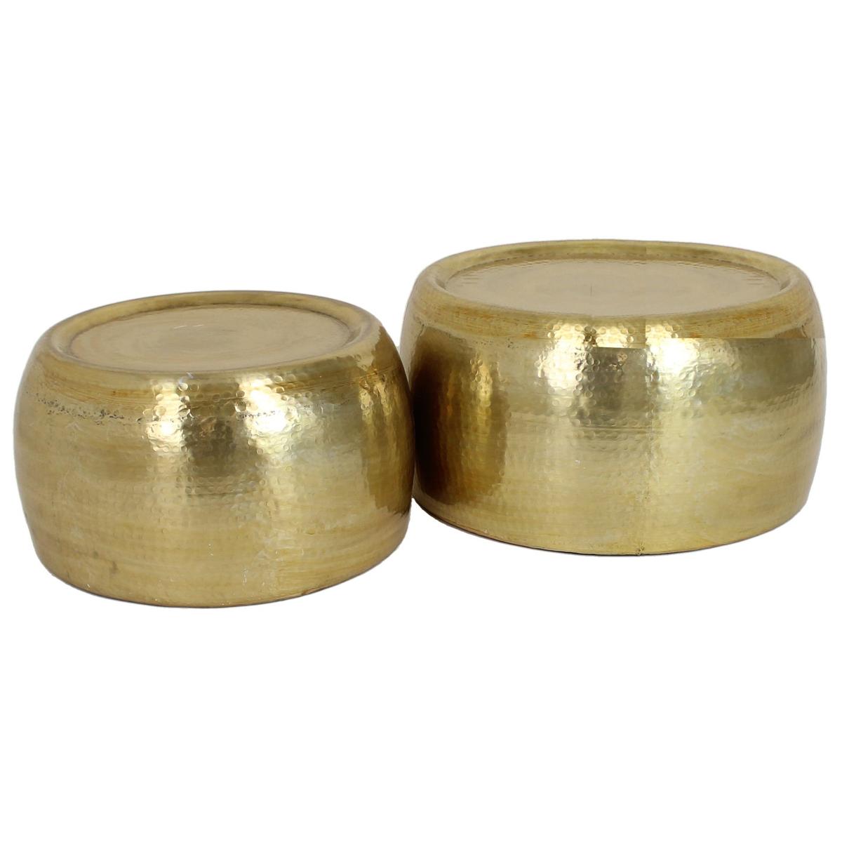 Τραπεζάκι-Κασπώ ArteLibre Χρυσό Μέταλλο 59x59x29.5cm Σετ 2Τμχ - Hippiehome.gr