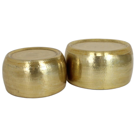 Τραπεζάκι-Κασπώ ArteLibre Χρυσό Μέταλλο 59x59x29.5cm Σετ 2Τμχ - Hippiehome.gr