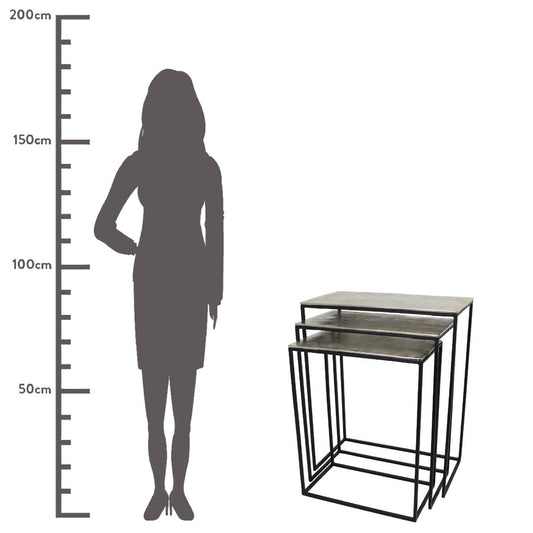Τραπεζάκι ArteLibre Ασημί Αλουμίνιο 53x29x66cm Σετ 3Τμχ - Hippiehome.gr