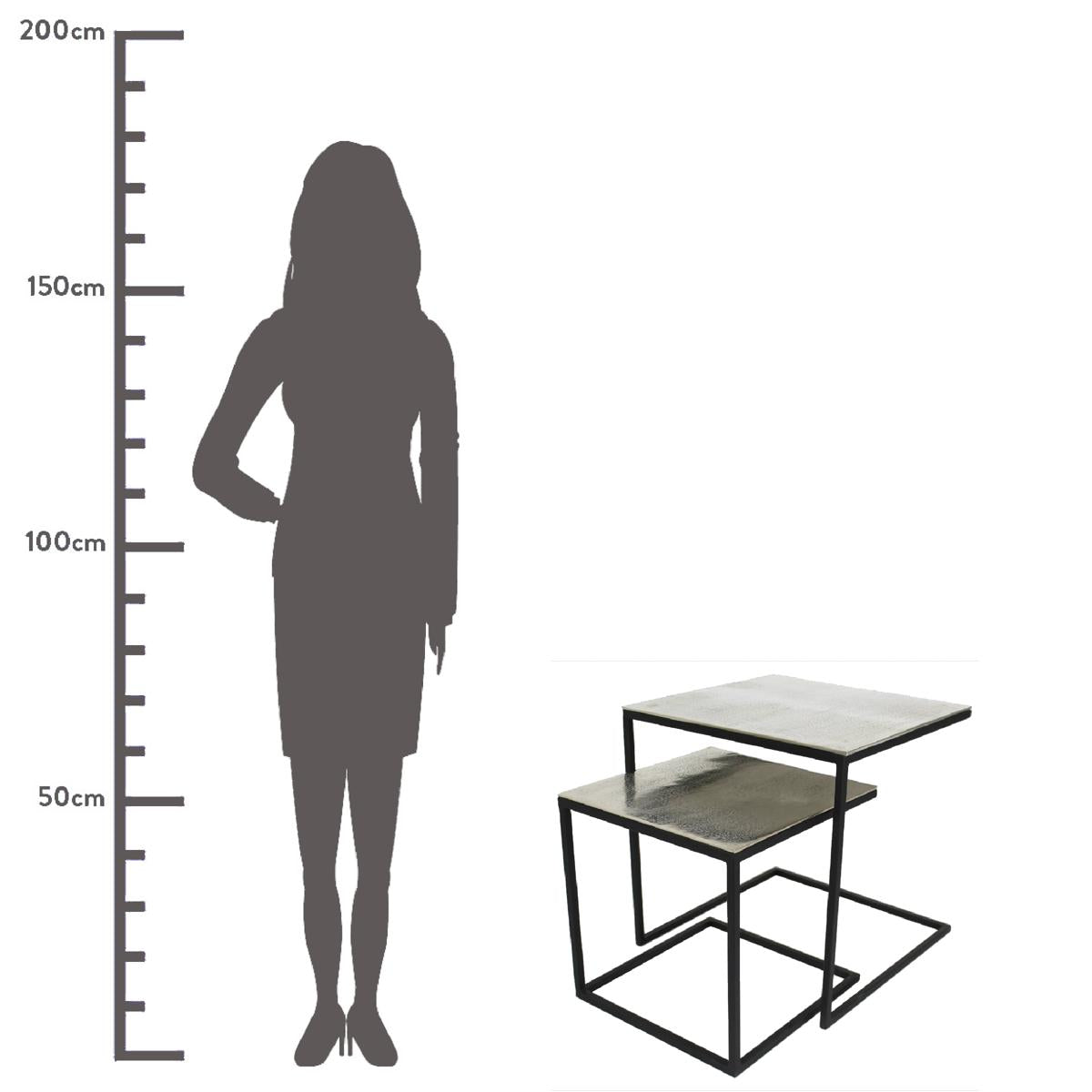 Τραπεζάκι ArteLibre Ασημί Αλουμίνιο 50x50x50cm Σετ 2Τμχ - Hippiehome.gr