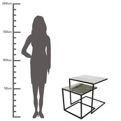 Τραπεζάκι ArteLibre Ασημί Αλουμίνιο 50x50x50cm Σετ 2Τμχ - Hippiehome.gr