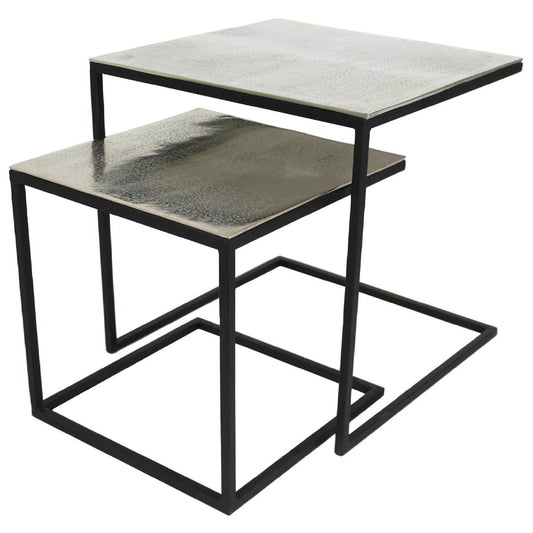 Τραπεζάκι ArteLibre Ασημί Αλουμίνιο 50x50x50cm Σετ 2Τμχ - Hippiehome.gr