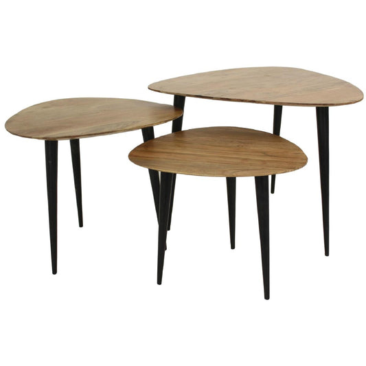 Τραπεζάκι ArteLibre Καφέ Ξύλο 65x65x45cm Σετ 3Τμχ - Hippiehome.gr