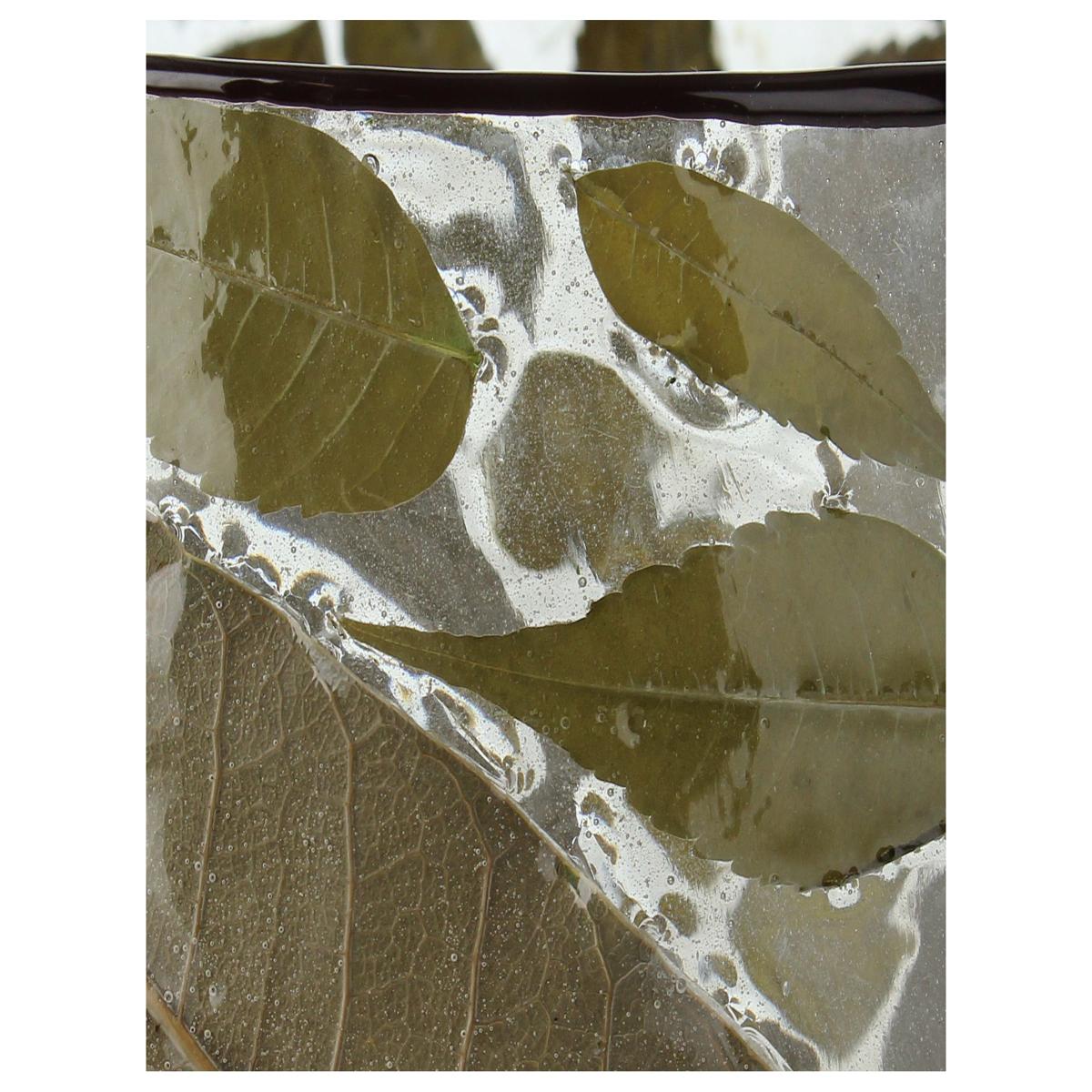 Κηροπήγιο ArteLibre Φύλλα Τσαγιού Διάφανο Γυαλί 20x20x20cm - Hippiehome.gr