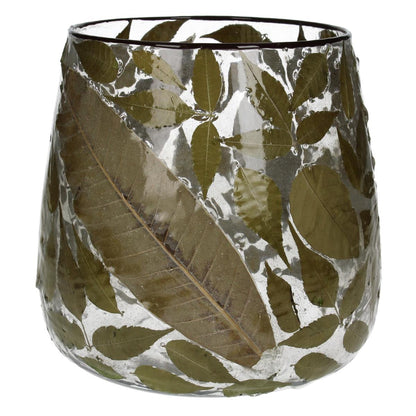 Κηροπήγιο ArteLibre Φύλλα Τσαγιού Διάφανο Γυαλί 20x20x20cm - Hippiehome.gr