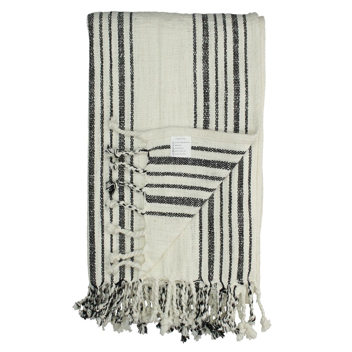 Ριχτάρι ArteLibre Ριγέ Μαύρο Βαμβακερό 130x170cm - Hippiehome.gr