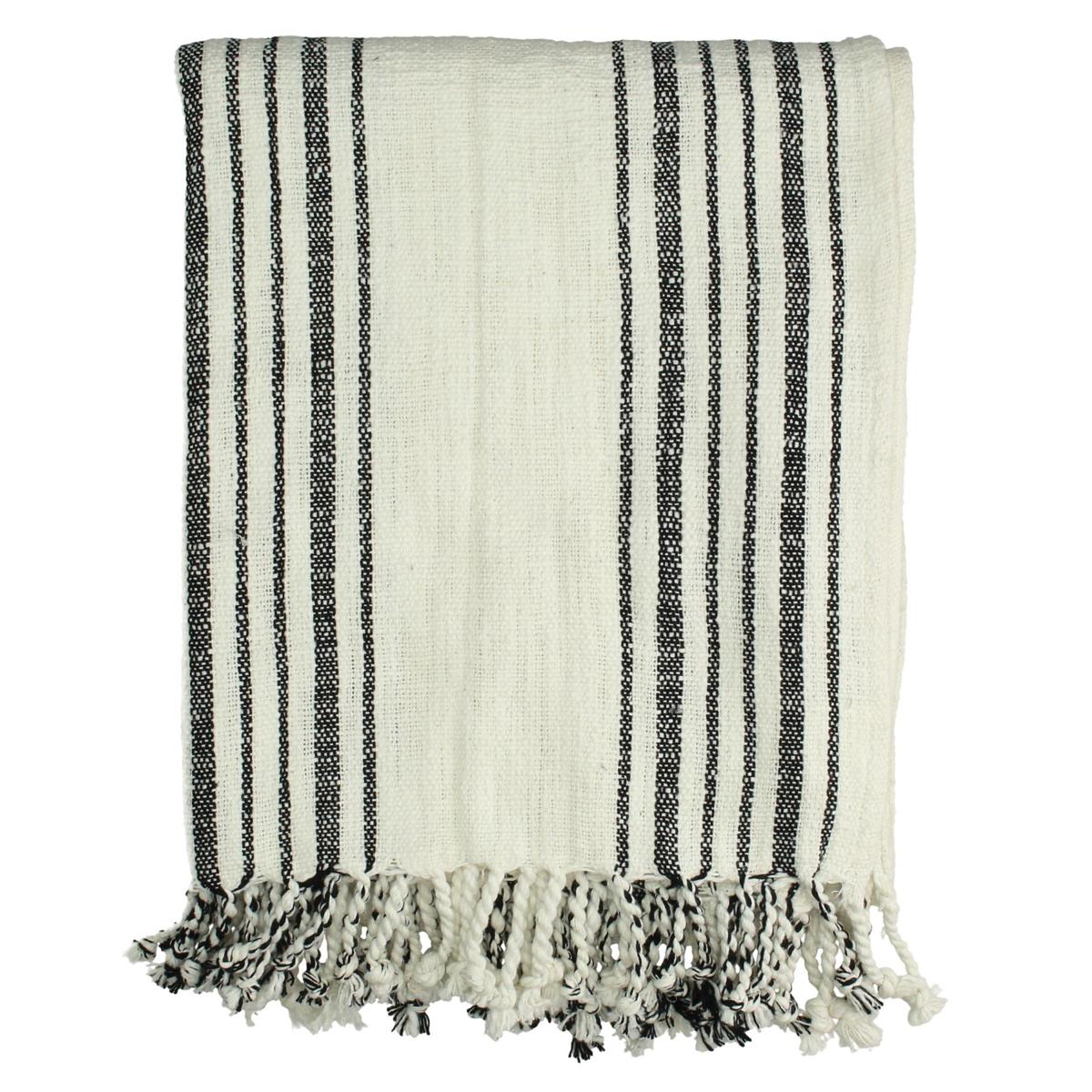 Ριχτάρι ArteLibre Ριγέ Μαύρο Βαμβακερό 130x170cm - Hippiehome.gr